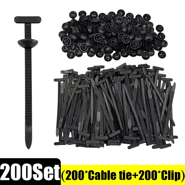 Wakefresh multi-purpose nylon cable tie set for car fenders, engine guards, and underbody panel retainer straps with screw clips.