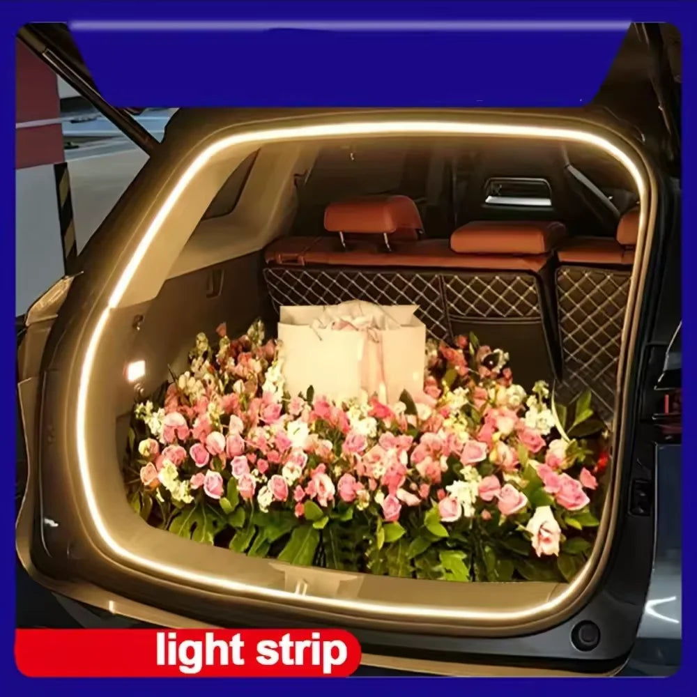 Wakefresh car interior LED trunk lighting strip with automatic sensing, high brightness, and easy wiring for ambient tailgate illumination.