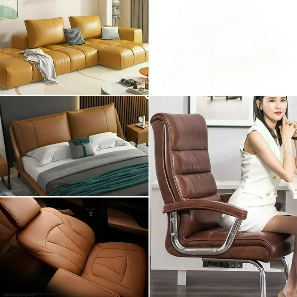 Wakefresh self-adhesive leather repair patch tape for sofas, cars, and furniture, showing the flexible, adhesive leather repair sheet.