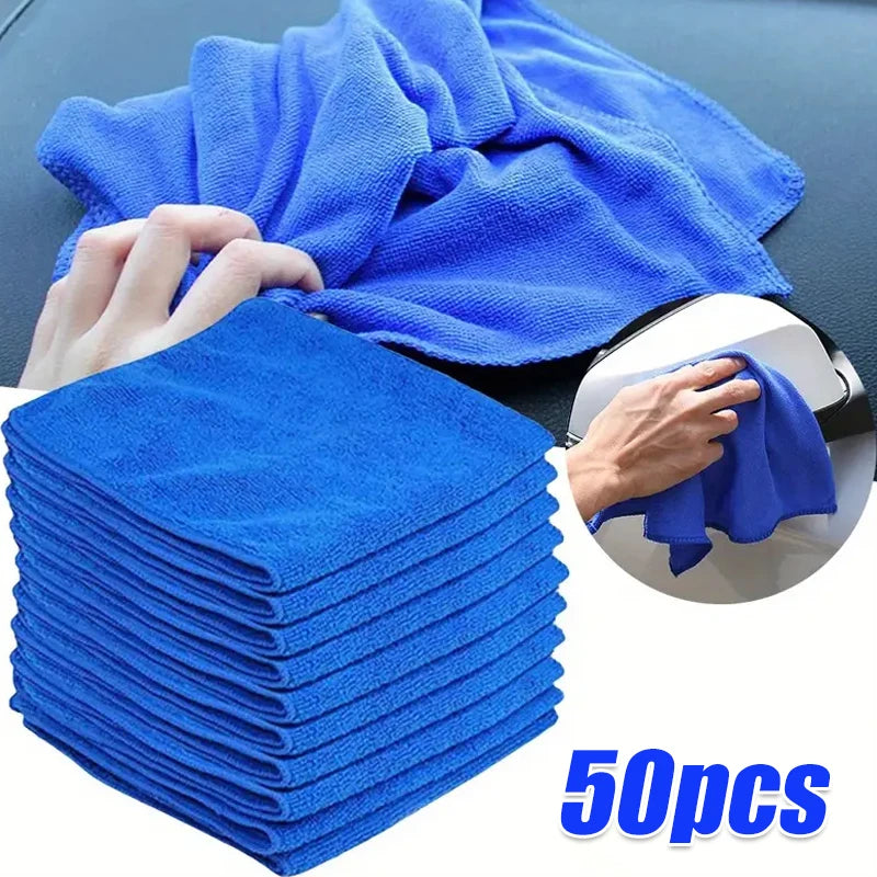 Set of 10 Wakefresh microfiber car wash and cleaning towels for auto detailing, drying, polishing, and household cleaning.