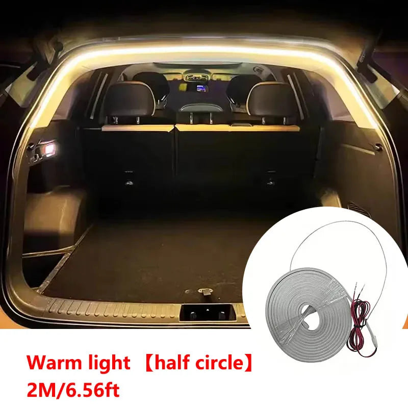 Wakefresh car trunk LED ambient light strip with automatic sensing, high brightness, wiring-free interior decoration for tailgate illumination.