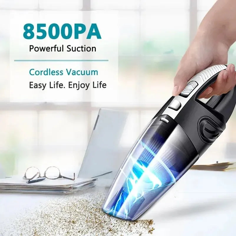 Wakefresh wireless handheld vacuum cleaner with cyclone suction, rechargeable for car, home, and pet hair cleaning.
