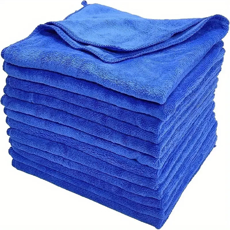Set of 10 Wakefresh microfiber towels for car wash, drying, cleaning, and auto detailing, soft and absorbent household cleaning cloths.