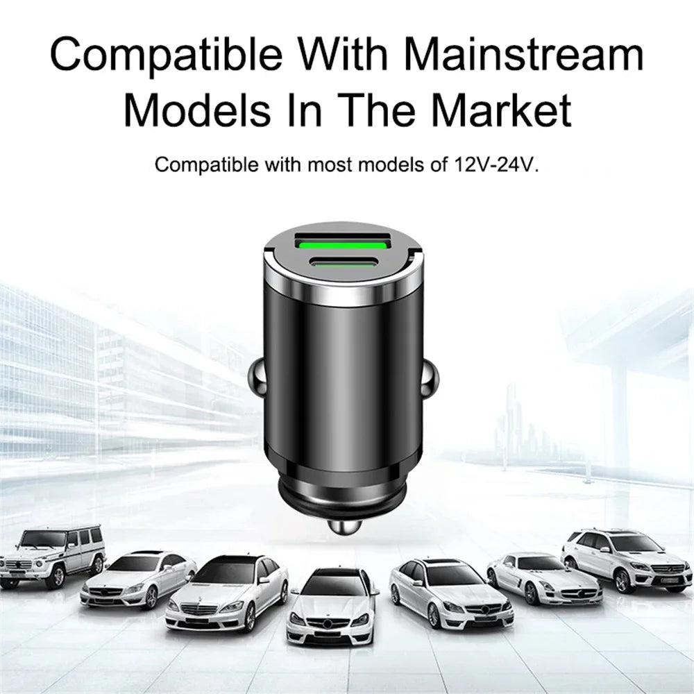 Wakefresh 200W mini dual ports USB car charger with fast charging for iPhone, Xiaomi, Huawei, Samsung in vehicle cigarette lighter socket
