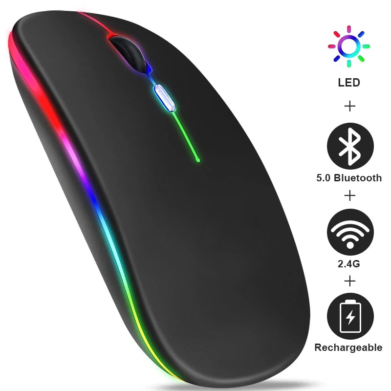 Wakefresh HOMEFISH PHONEPACE dual mode wireless mouse with LED backlit, silent optical design, suitable for PC and laptop use.