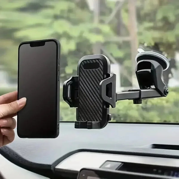 Wakefresh 360° rotation car phone holder with suction cup, universal mount, and stable support for mobile phones in vehicles.