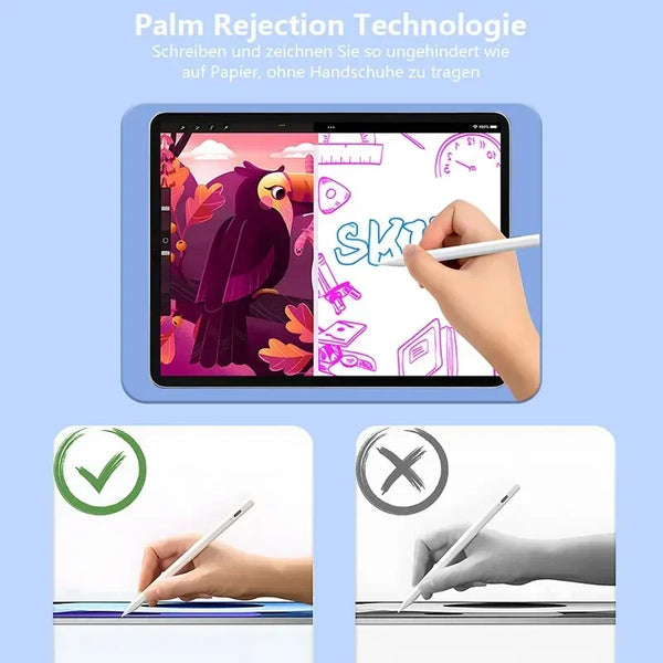 Wakefresh Apple Pencil with palm rejection and power display for iPad Pro, Air, Mini (2018-2022), stylus pen on white background.