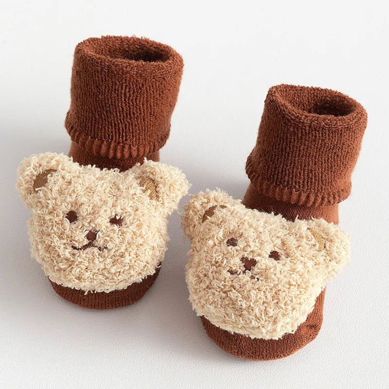 Baby Socks Cotton Thick Warm Cozy Cute Cartoon Bear Infant Girls Boys Non - Slip Floor Socks - Wakefresh
