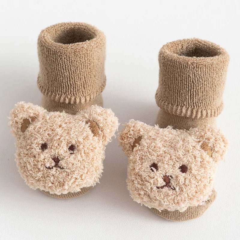 Baby Socks Cotton Thick Warm Cozy Cute Cartoon Bear Infant Girls Boys Non - Slip Floor Socks - Wakefresh