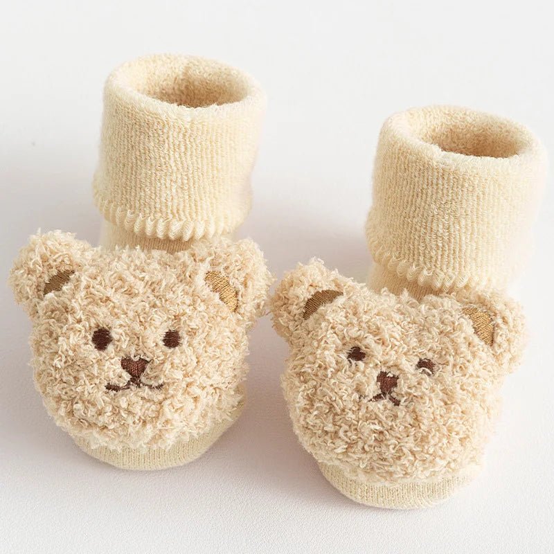 Baby Socks Cotton Thick Warm Cozy Cute Cartoon Bear Infant Girls Boys Non - Slip Floor Socks - Wakefresh