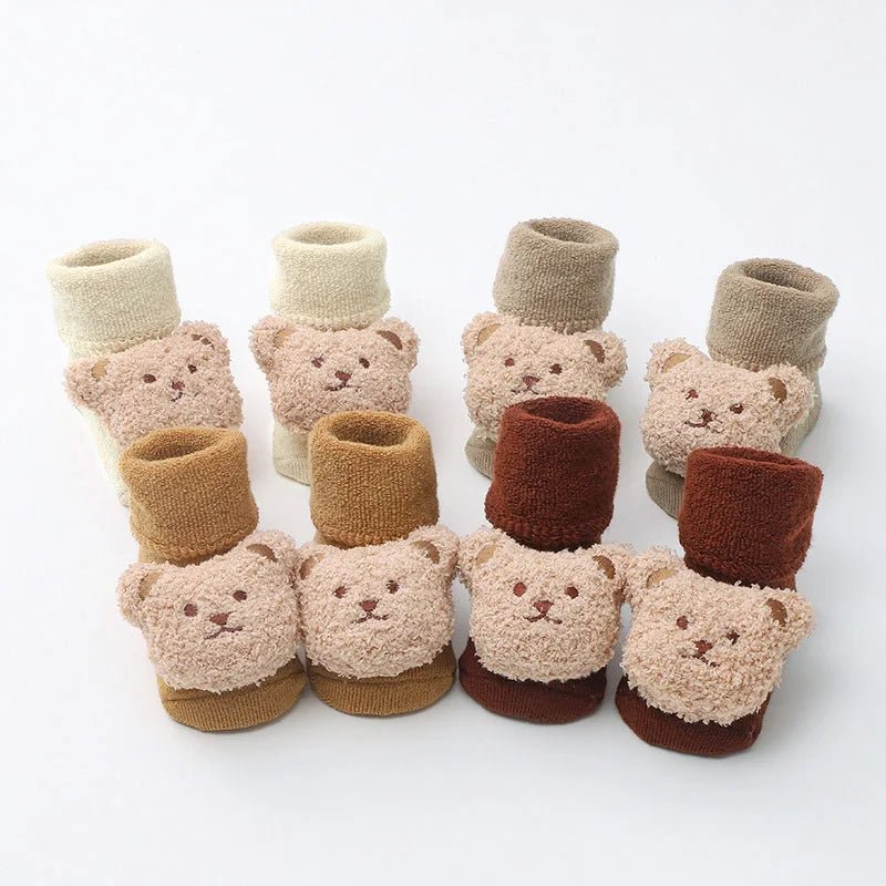 Baby Socks Cotton Thick Warm Cozy Cute Cartoon Bear Infant Girls Boys Non - Slip Floor Socks - Wakefresh