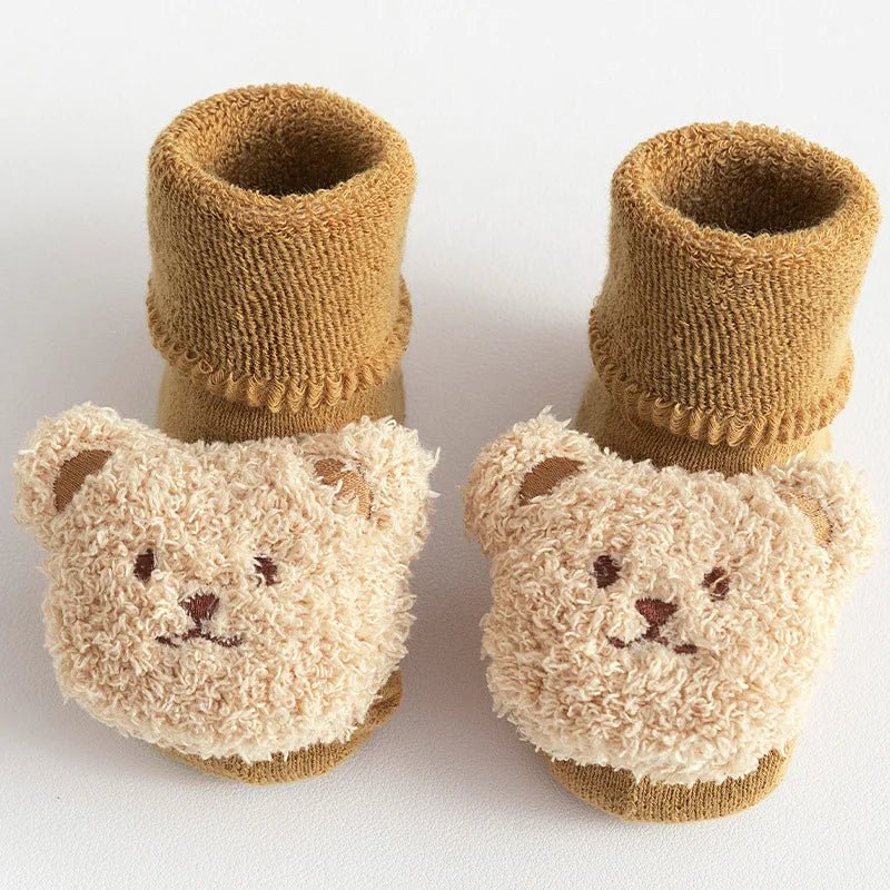 Baby Socks Cotton Thick Warm Cozy Cute Cartoon Bear Infant Girls Boys Non - Slip Floor Socks - Wakefresh
