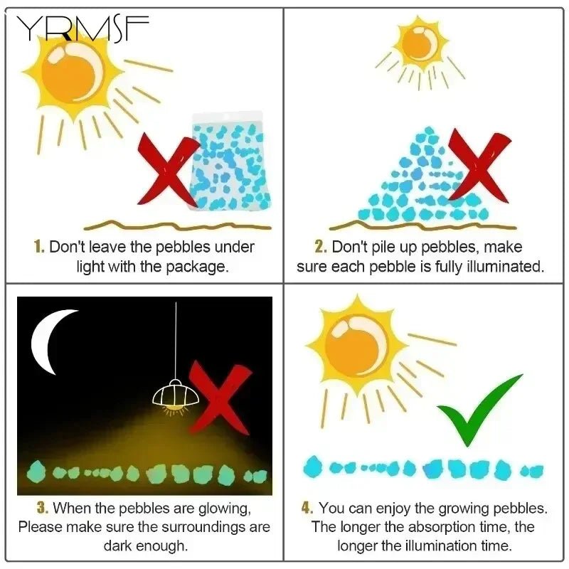 2000pcs 3 - 5mm Luminous Sand Glow in Dark Pebbles Stone Home Potted Garden Yard Outdoor Path Lawn Decorations Aquarium Decor Sand - Wakefresh