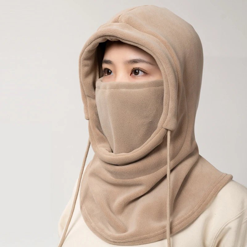Unisex Winter Balaclava Knit Hood Windproof Bike Scarf Cap Men Women Warm Fleece Ski Mask with Drawstring Cold Weather Gear - Wakefresh