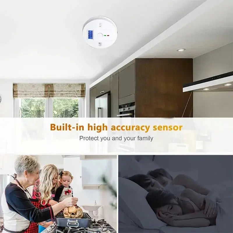 Carbon Monoxide Alarm Smoke Alarm Co Detector LCD Display Alarm Home Wireless Toxic Gas Leak Detector Fire Sound Alarm - Wakefresh